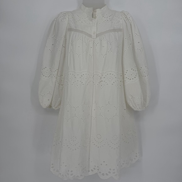 Universal Thread Sz S Eyelet Puff Balloon Sleeve‎ Mini Dress Cottagecore Peasant - Picture 2 of 8